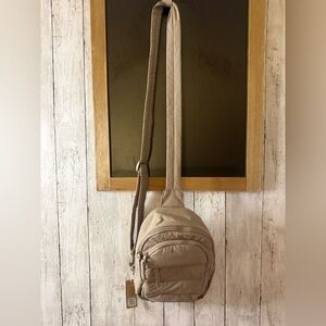 Bagsmart Tan Nylon Small Travel Backpack Crossbody Bag